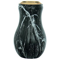 Vase à fleurs 30cm En bronze Schwarz, intérieure cuivre ou plastique, à poser 100251