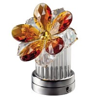 Ninfea inclinata in cristallo ambra 8cm Lampada Led o fiamma decorativa per lampade e lapidi