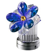 Ninfea inclinata in cristallo blu 8cm Lampada Led o fiamma decorativa per lampade e lapidi