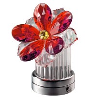 Ninfea inclinata in cristallo rosso 8cm Lampada Led o fiamma decorativa per lampade e lapidi