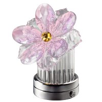 Ninfea inclinata in cristallo rosa 8cm Lampada Led o fiamma decorativa per lampade e lapidi