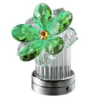 Ninfea inclinata in cristallo verde 8cm Lampada Led o fiamma decorativa per lampade e lapidi