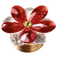 Ninfea in cristallo rosso 7,4cm Lampada Led o fiamma decorativa per lampade e lapidi