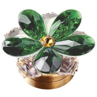 Ninfea in cristallo verde 7,4cm Lampada Led o fiamma decorativa per lampade e lapidi