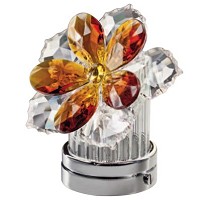 Ninfea inclinata in cristallo ambra 10cm Lampada Led o fiamma decorativa per lampade e lapidi