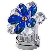 Ninfea inclinata in cristallo blu 10cm Lampada Led o fiamma decorativa per lampade e lapidi