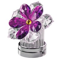 Violet crystal inclined water lily 10cm - 4in Led lamp or decorative flameshade for lamps and gravestones