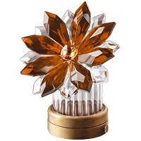 Amber crystal inclined snowflake 8,5cm - 3,3in Led lamp or decorative flameshade for lamps and gravestones