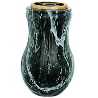 Vase à fleurs 20cm En bronze Schwarz, intérieure plastique ou cuivre, à poser 100251