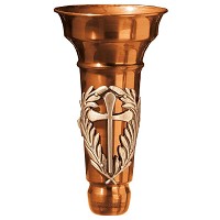 Phial vase for flowers 21x11cm - 8,3x4,3in In bronze, with copper inner, wall attached 1147-R12