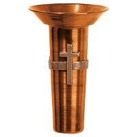 Phial vase for flowers 12x7,5cm - 4,75x3in In bronze, with copper inner, wall attached 1179-R13