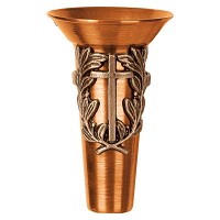 Phial vase for flowers 15x9cm - 6x3,5in In bronze, with copper inner, wall attached 1180-R16