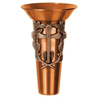 Phial vase for flowers 15x9cm - 6x3,5in In bronze, with copper inner, wall attached 1182-R16