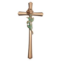 Crucifix with rose 40x18cm - 15,75x7in In bronze, wall attached 2180-40