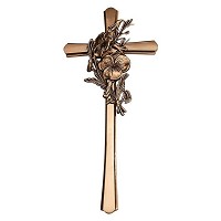 Crucifix with flowers 40x18cm - 15,75x7in In bronze, wall attached 2181-40
