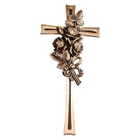 Crucifix with roses 40x18cm - 15,75x7in In bronze, wall attached 2182-40