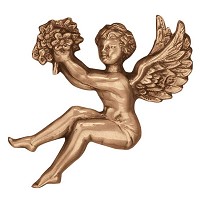 Wall plate angel 17x17cm - 6,5x6,5in Bronze ornament for tombstone 3002