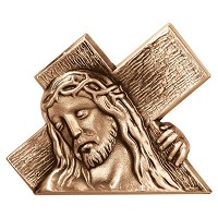 Wall plate Carrying the Cross 10x13cm - 4x5in Bronze ornament for tombstone 3059