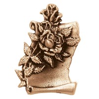 Targa pergamena con rose 10x7cm Applicazione per lapide in bronzo 3060