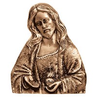 Targa Sacro Cuore 17x14cm Applicazione per lapide in bronzo 3066