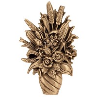 Targa ramo con vaso di fiori 14x9cm Applicazione per lapide in bronzo 3075