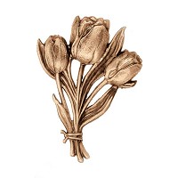 Wall plate tulips 12cm - 4,75in Bronze ornament for tombstone 3103