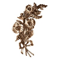Wall plate flowers 27x14cm - 10,5x5,5in Bronze ornament for tombstone 3115