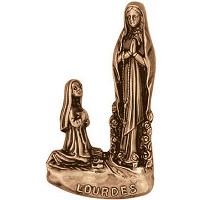 Targa Madonna di Lourdes 12x6cm Applicazione per lapide in bronzo 3117