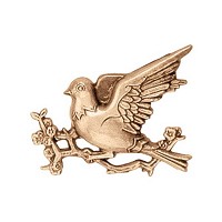 Targa uccellino su ramo 6x8cm Applicazione per lapide in bronzo 3149