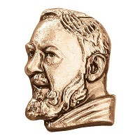 Wall plate Padre Pio 4,5x3,5cm - 1,75x1,3in Bronze ornament for tombstone 3182