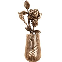 Targa vaso con rose 28x11cm Applicazione per lapide in bronzo 3582