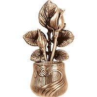 Targa vaso con rose 19x10cm Applicazione per lapide in bronzo 3585