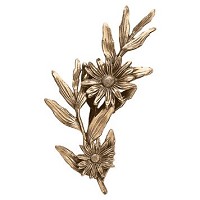 Ornament für Grabstein Zweig mit Gänseblümchen rechts 20x24cm Grabschmuck Messing 54006