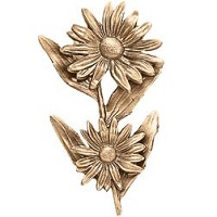 Wall plaque branch with Daisy under the sun 11x16cm - 4,3x6,2in Bronze ornament for tombstone 54010