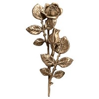 Targa ramo con rose fiorite centrali a sinistra 12x28cm Applicazione per lapide in bronzo 55005