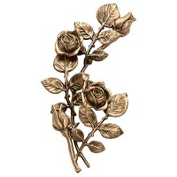 Placa de pared rama con rosas florecidas y capullos a la derecha 20x30cm Aplicación en bronce para lápida 55008