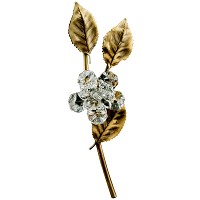 Branch with rose 18cm - 7in Bronze and crystal gravestones decoration