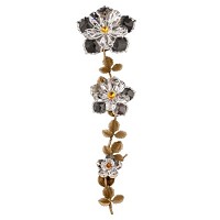 Wall plaque branch with double water lily 36cm - 14in Bronze and crystal ornament for tombstone 303103