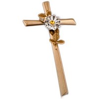 Crucifix with snowflake 28cm - 11in In bronze, with crystal, wall attached AS/404300108