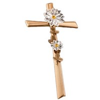 Crucifix with snowflakes 40cm - 15,75in In bronze, with crystal, wall attached AS/405301108