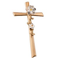 Crucifix with water lilies 40cm - 15,75in In bronze, with crystal, wall attached AS/405301102