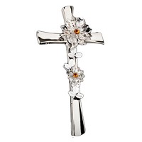 Crucifix avec flocons de neige 40cm En acier, avec cristal, à appliquer AS/405301108