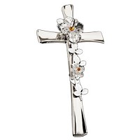 Kruzifix mit Seerosen 40cm Edelstahl, mit Kristall, Wandbefestigung AS/405301102