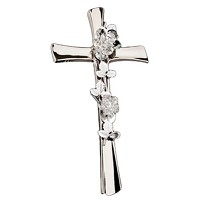 Crucifix avec roses 40cm En acier, avec cristal, à appliquer AS/503301116