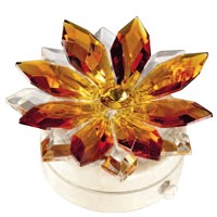 Flocon de neige en cristal ambre 8,5cm Lampe LED ou décoration pour lampes et pierres tombales