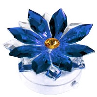 Flocon de neige en cristal bleu 8,5cm Lampe LED ou décoration pour lampes et pierres tombales