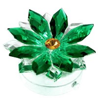 Flocon de neige en cristal vert 8,5cm Lampe LED ou décoration pour lampes et pierres tombales