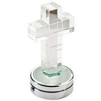 Croce in cristallo 6cm Lampada Led o fiamma decorativa per lampade e lapidi