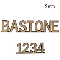 Letras y números Bastone, en varios tamaños Pieza única recortada de bronce 5mm