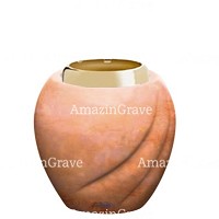 Base for grave lamp Soave 10cm - 4in In Rosa Bellissimo marble, with golden steel ferrule
